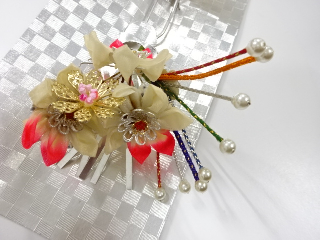  アンティーク　つまみ細工　びらびら簪